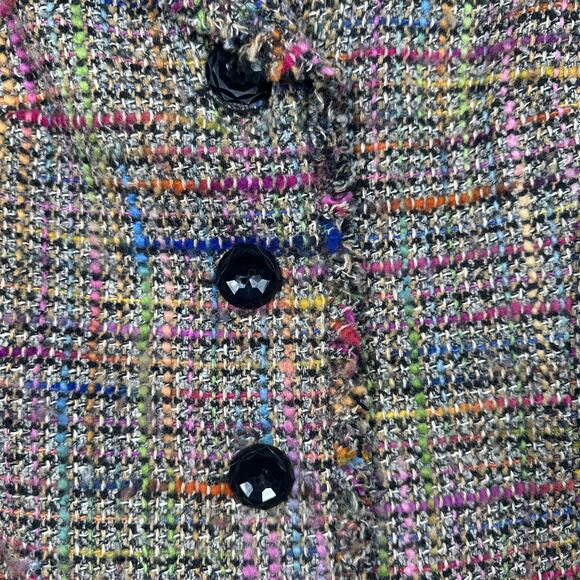 Trina Turk Multicolor Tweed Wool Blend Preppy Button Front Lined 6 Blazer Jacket - Picture 5 of 14